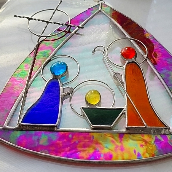 Stained Glass Joseph Mary and Jesus - Picture 2 of 4